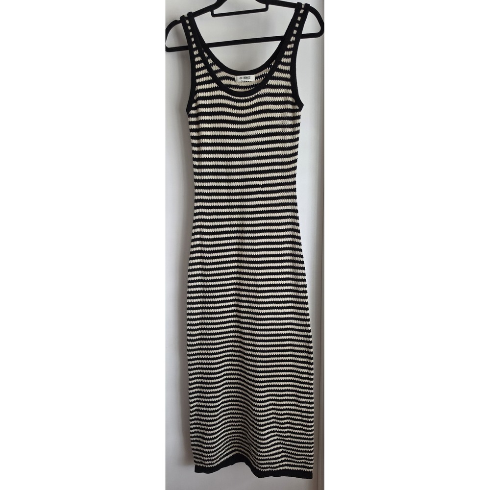 4th + Reckless Women's Sleeveless‎ Striped Maxi Dress UK 10 Black Cream Cotton